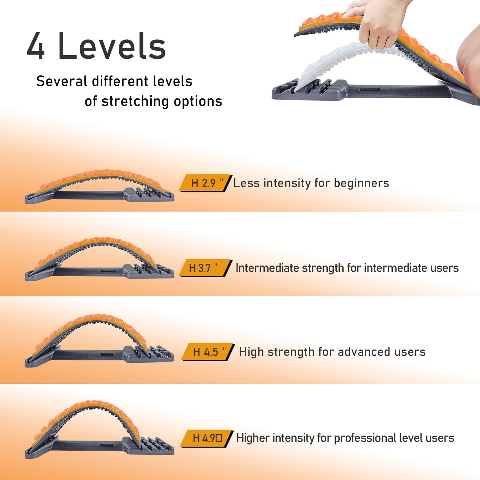 Back Stretcher for Lower Back Pain Relief – 4 Level Adjustable Spine Decompre…
