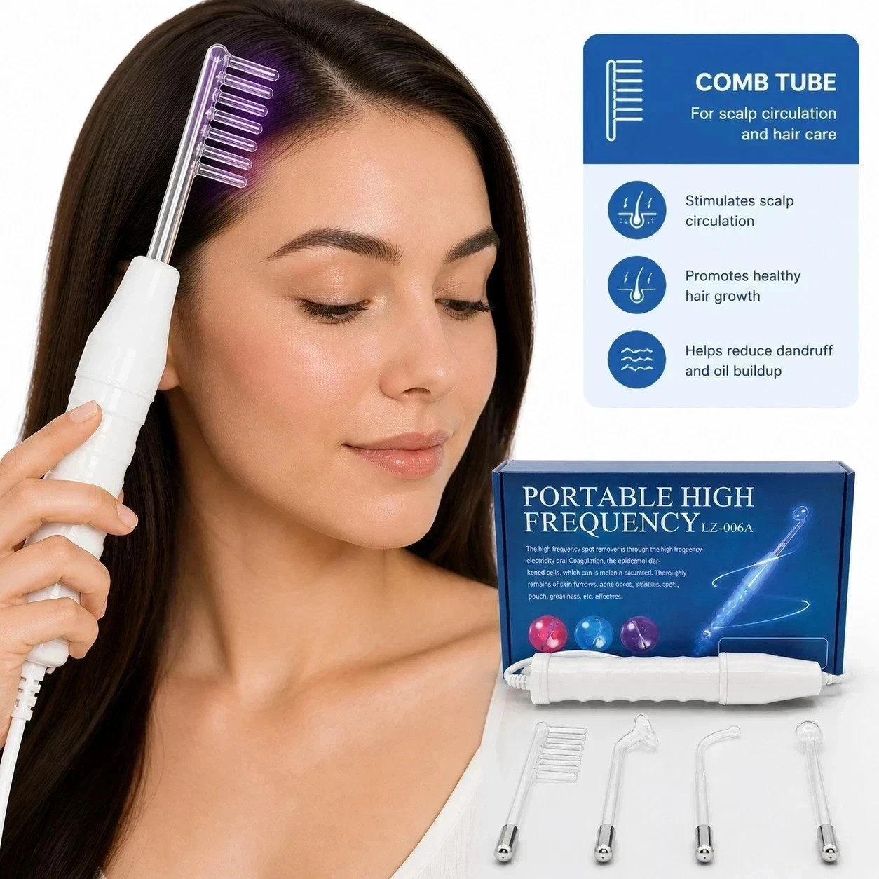 4 In 1 High Frequency Facial Wand Machine Skin Care Acne Treatment Scalp Massage
