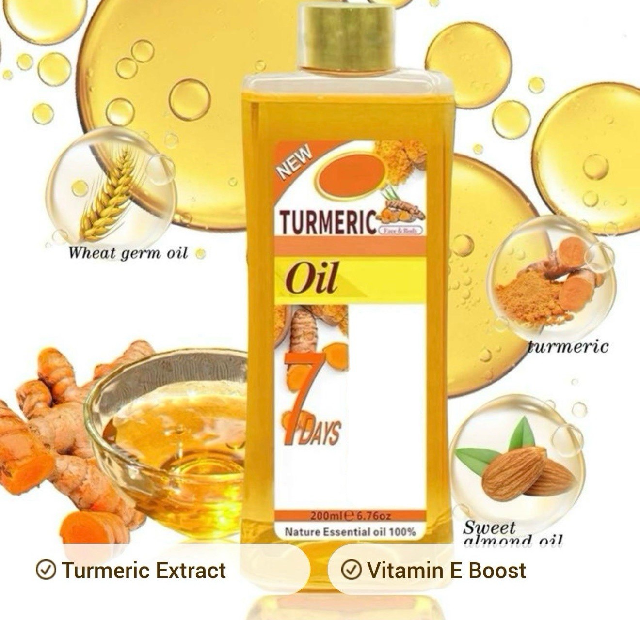 Turmeric Body Oil with Vitamin E – Lightweight Moisturizing Skin Oil