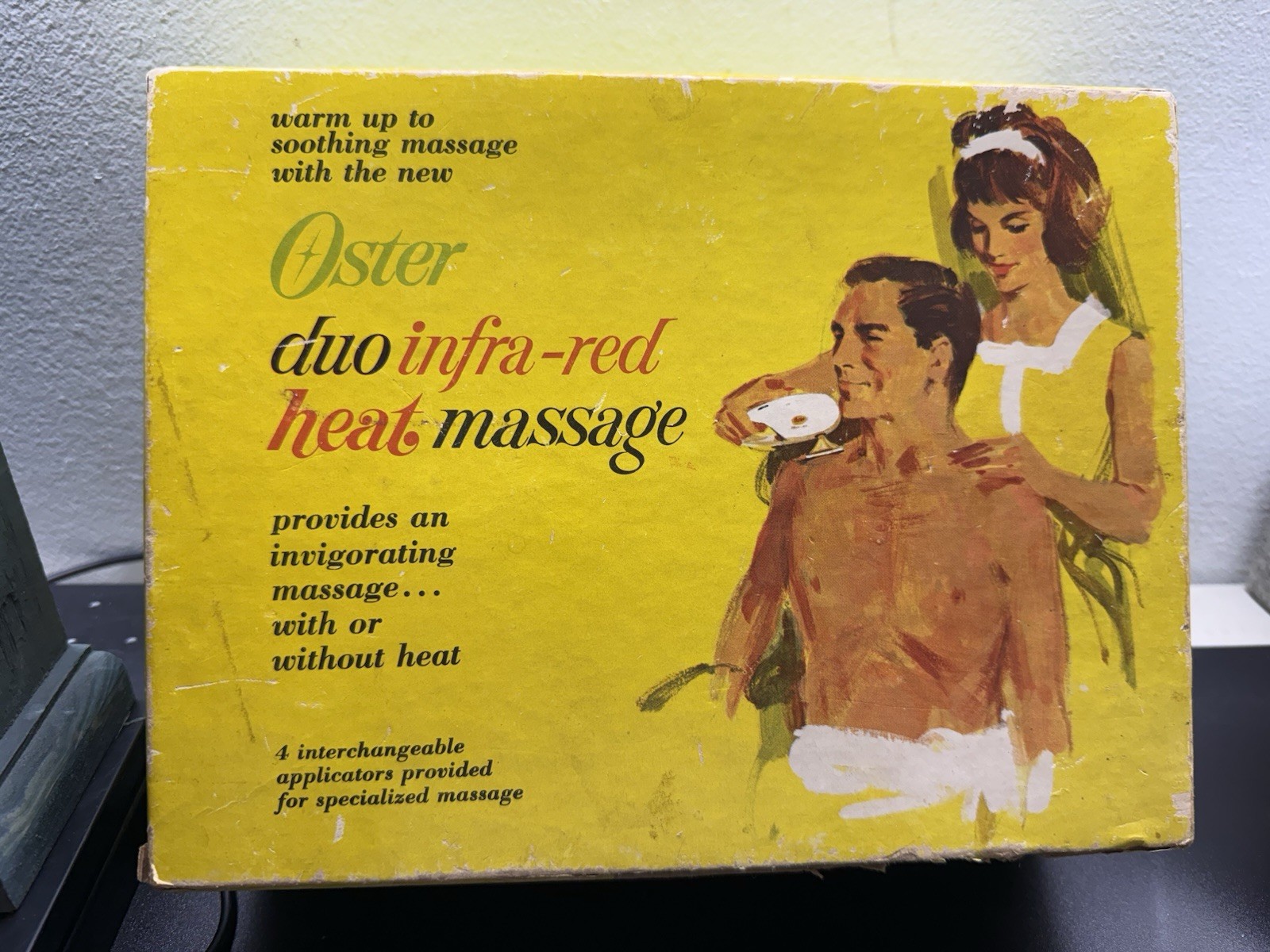 Vintage Oster Duo Infra Red Heat Massager Model 207-01 Box Manual Attachments.