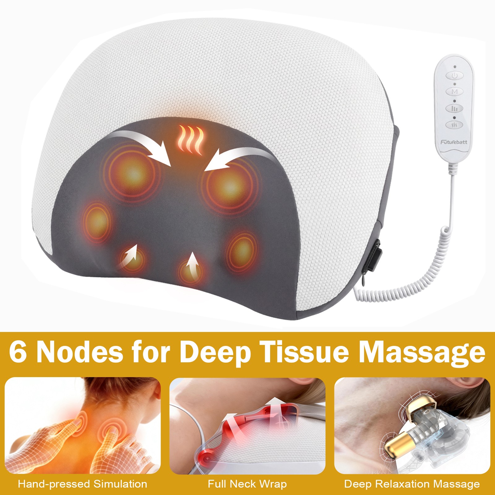 3-In-1 Neck Massager Pillow With Vibration Heating Traction Therapy Pain Relief