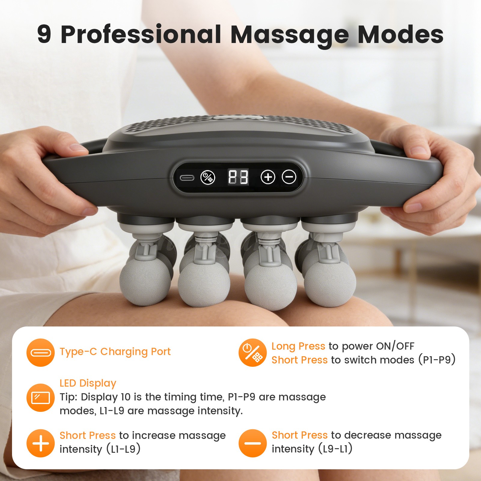 16 Head Massage Gun Deep Tissue Massager 9 Modes 9 Speed Levels Muscle Relax NEW