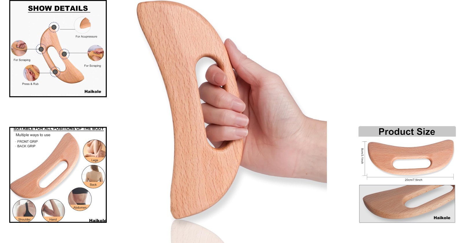 Therapeutic Wooden Gua Sha Tool for Improved Circulation & Cellulite Reduction