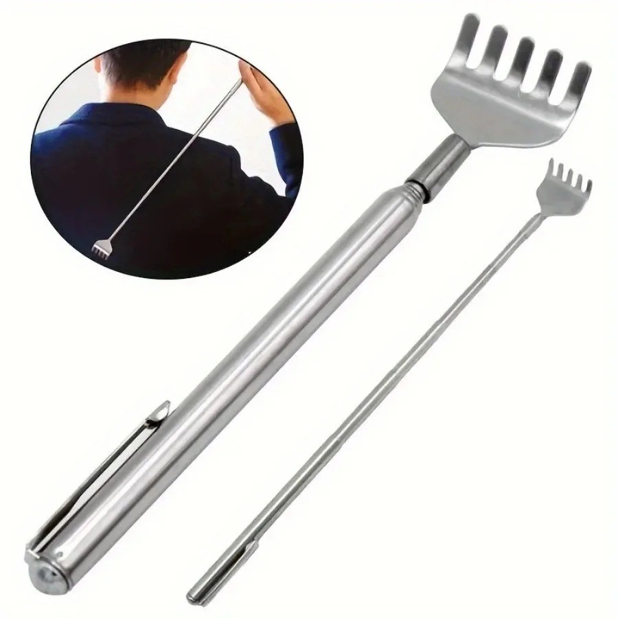 Telescopic Back Scratcher Extendable Stainless Steel Portable Massager for Men