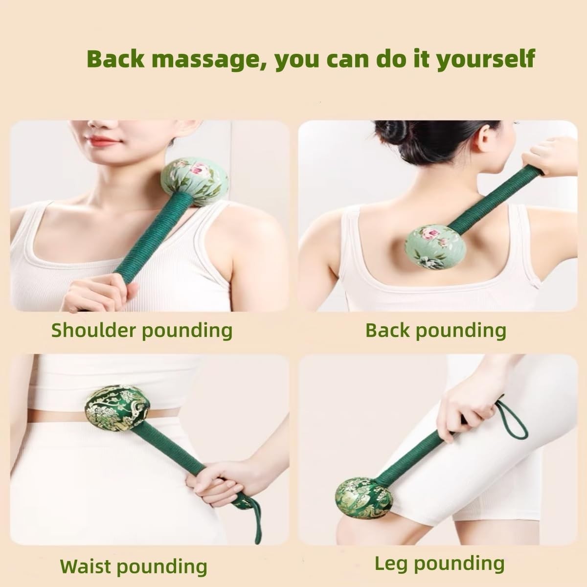 2PCS Lymphatic Drainage Hammer,Manual Body Massage Hammer,Long Size Wormwood Mas