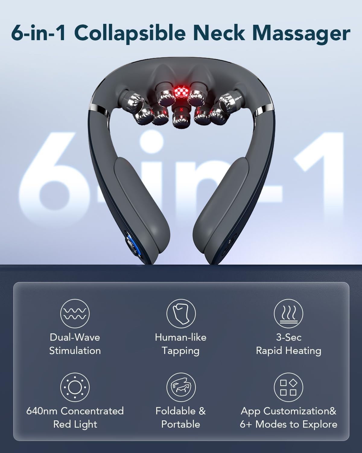 Fold Neck Massager: 9 Vibrating Heads for Deep Relaxation Therapy