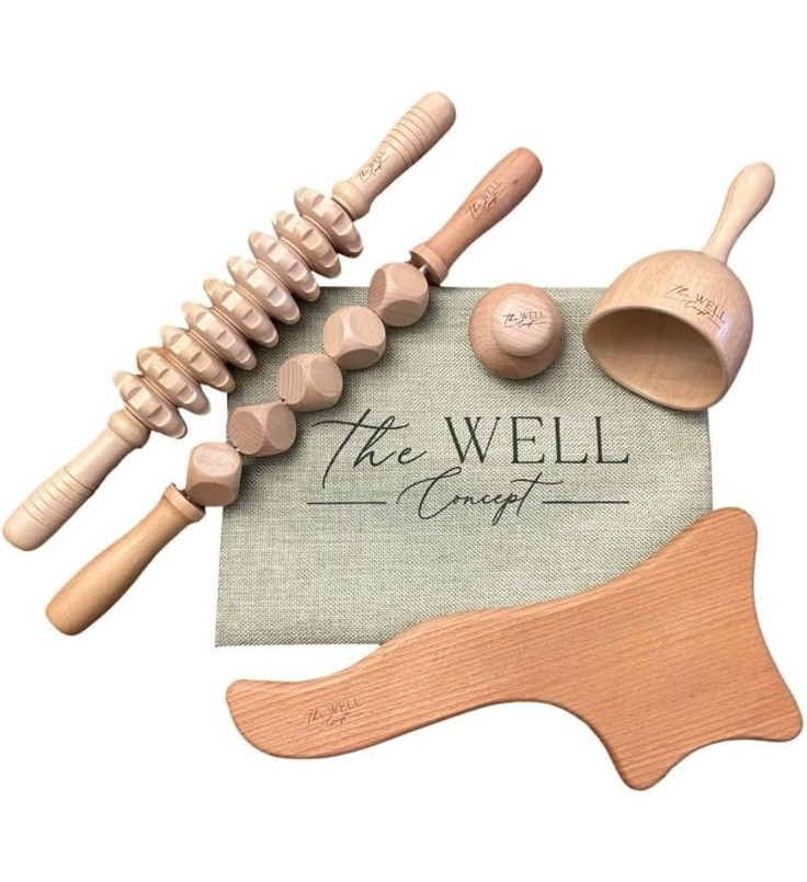 The Well Concept – 5 PCS Premium Wood Therapy Massage Tools AM7