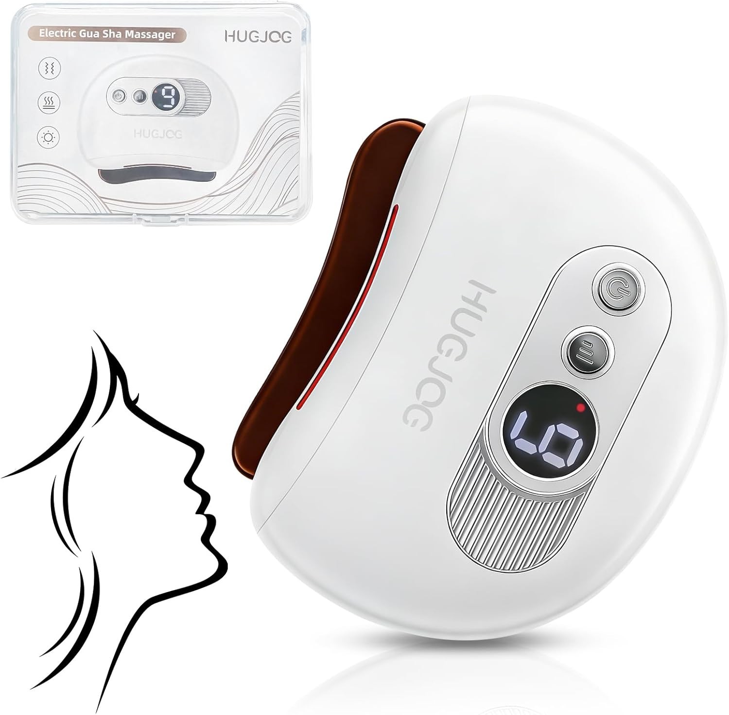 Electric Gua Sha Facial Tool Red Light Heat Vibration Face Neck Lifting Massager