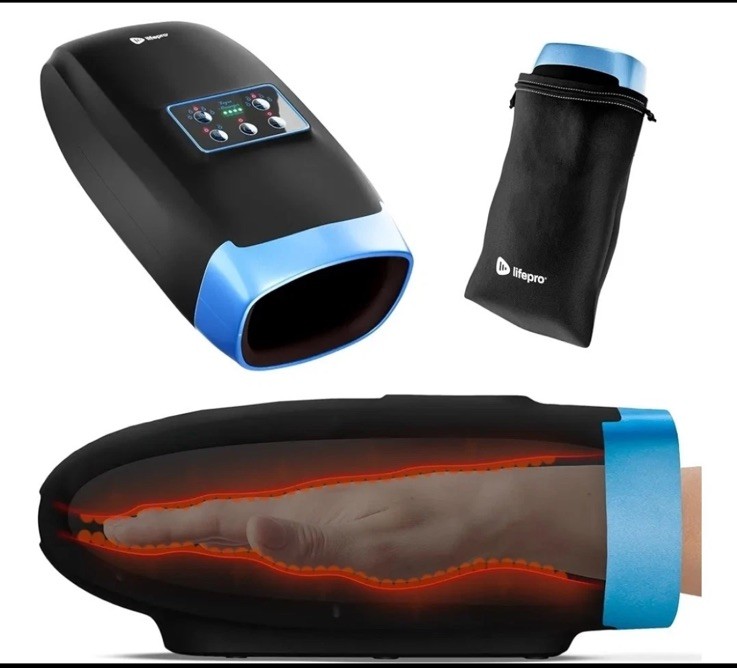 Legra Hand Massager with Heat and Compression – Finger, Wrist, and Palm Massager