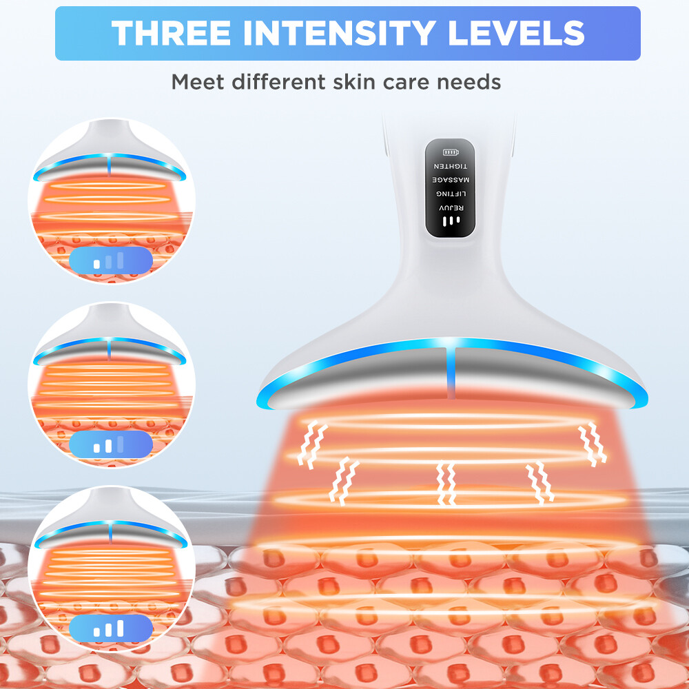 Microcurrent Facial & Neck Massager 3 Modes,Light Therapy, 45°C Constant Heat