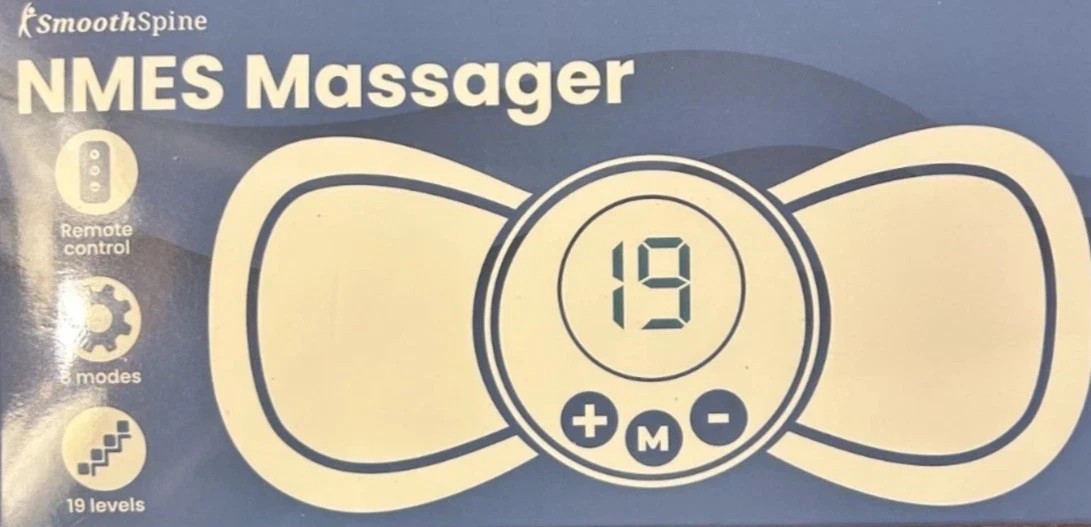 SmoothSpine NMES Massager Remote Control 19 Levels 8 Modes Back Neck Shoulder