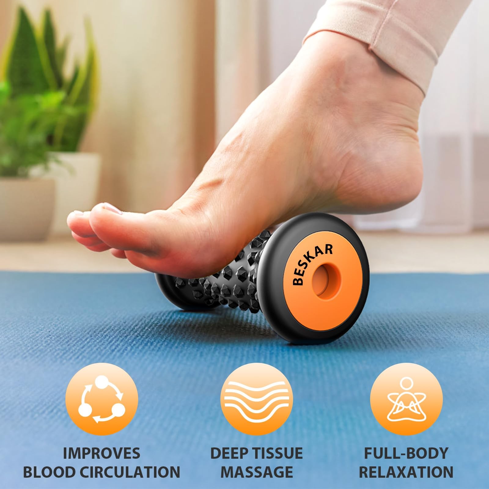 Foot Massager Roller for Plantar Fasciitis Relief, Portable, Deep Tissue Musc…