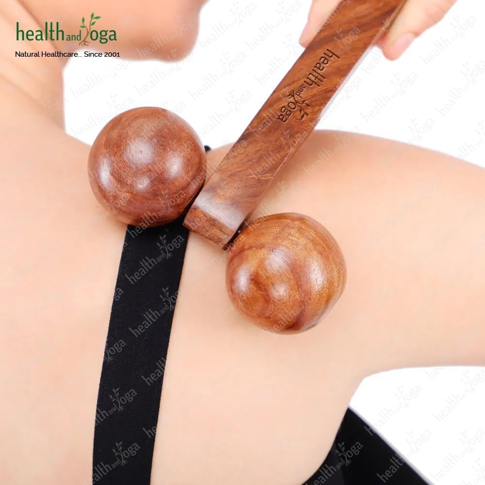 HealthAndYoga™ NatureSooth Wooden Massage Roller – Wood Therapy Massage Tools…