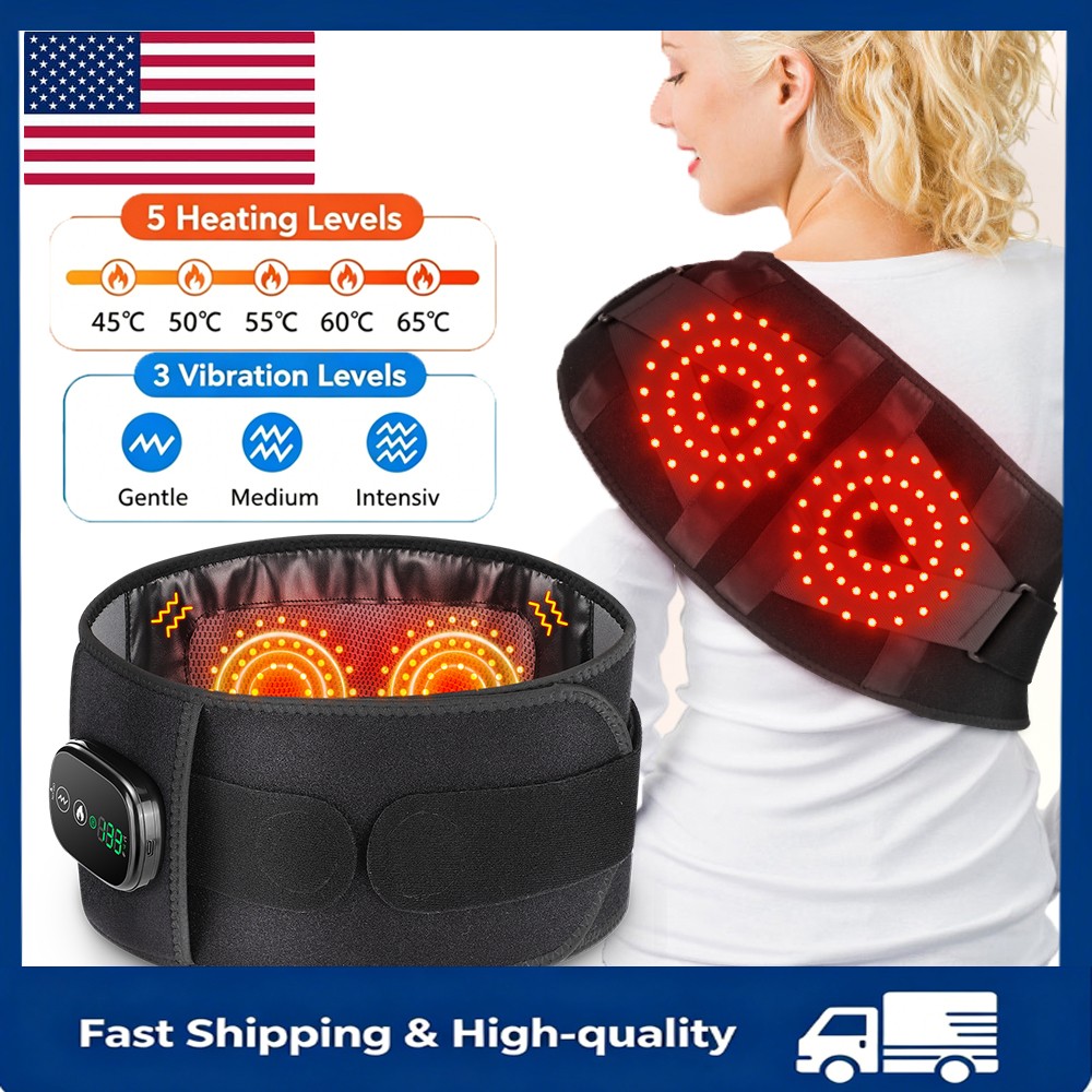 Electric 100LED Red Light Heated Massage Belt Pain Relief Waist Back Support Pad
