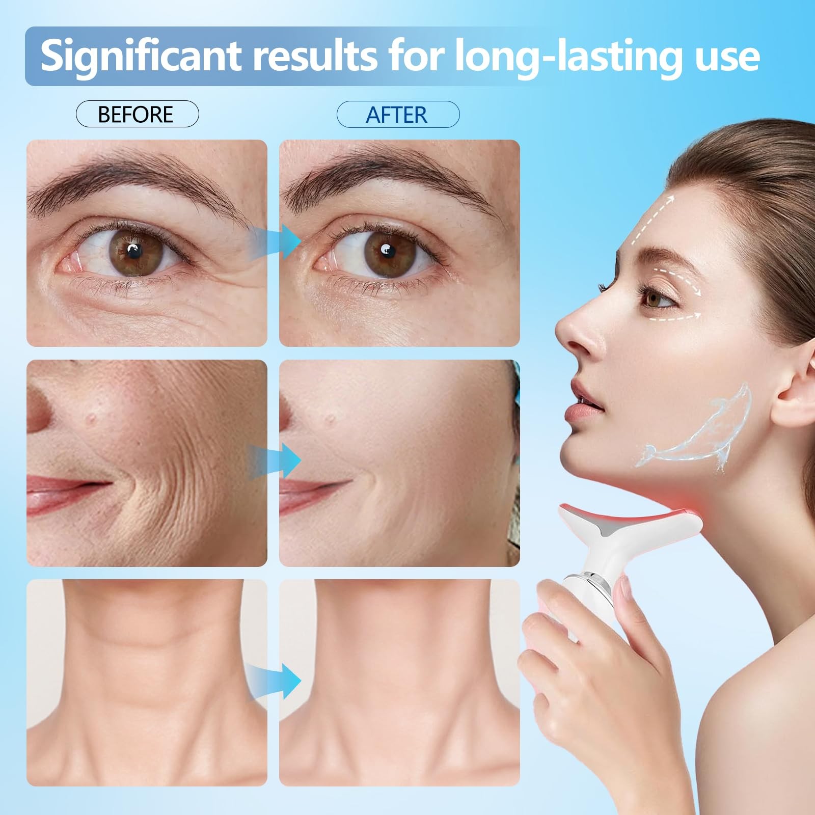 2025New Neck Face Massager, Sculpting Tool, 3 Modes and Vibration White