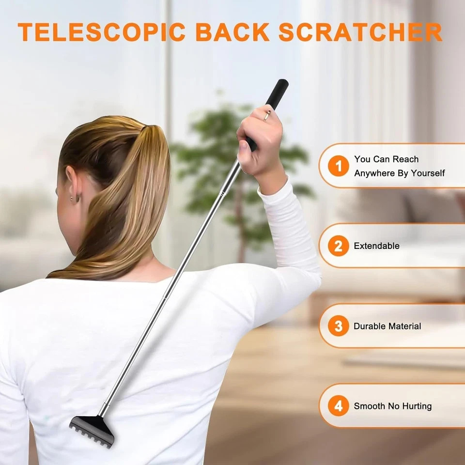 6 Pack Extendable Back Scratcher – Portable Telescoping Metal Back