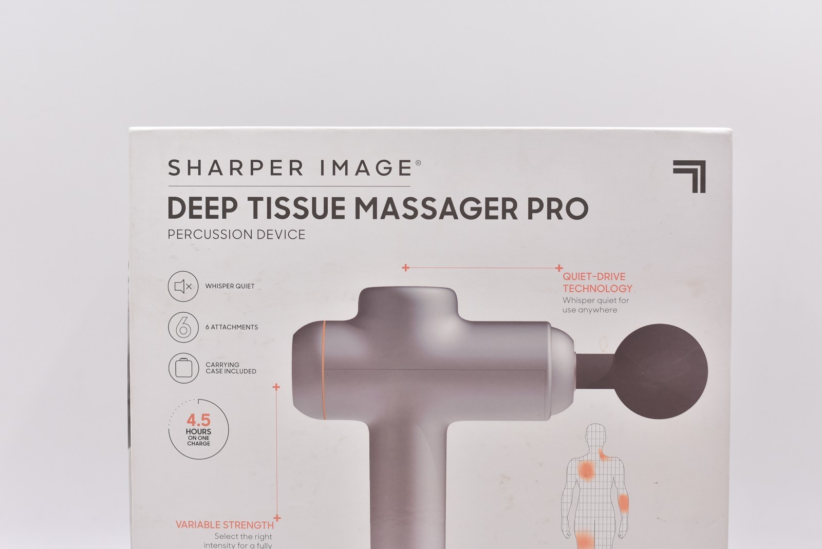 Sharper Image Deep Tissue Massager Pro Percussion Device Grey