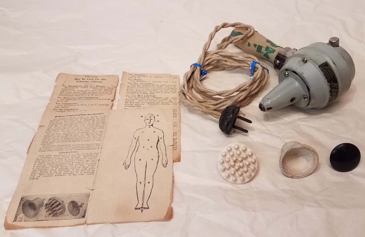 VINTAGE Electrex Vibrator Massager United Drug Company Paperwork Works See Video