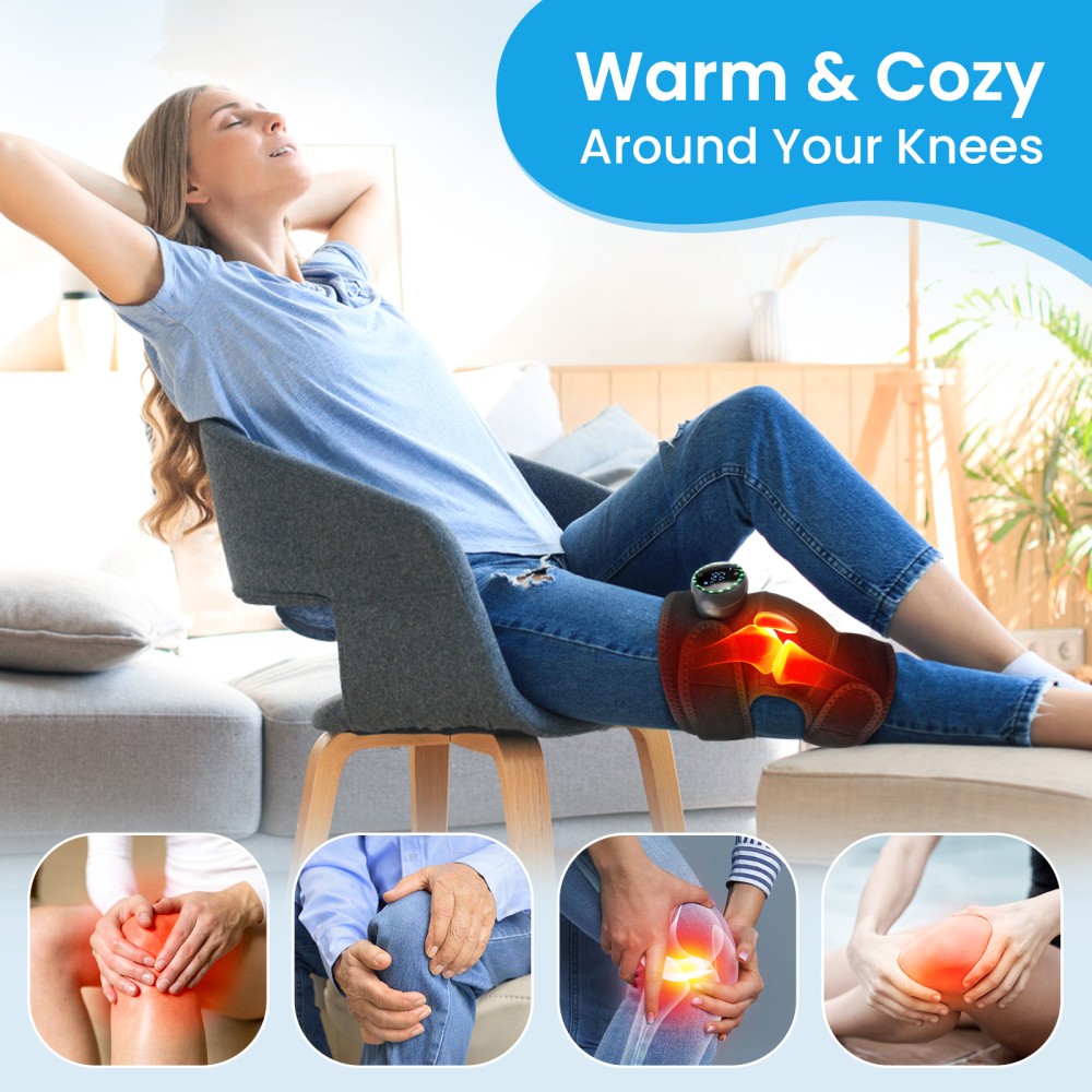 Electric Knee Massager Shoulder Brace with 5 Vibration Modes, 5 Heating Levels