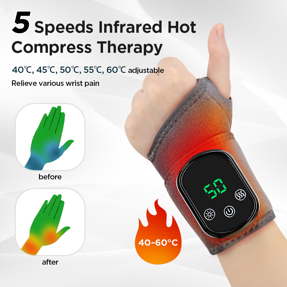 Electric Knee Ankle Massager Wrist Guard Brace Hot Air Compression Pain Relief