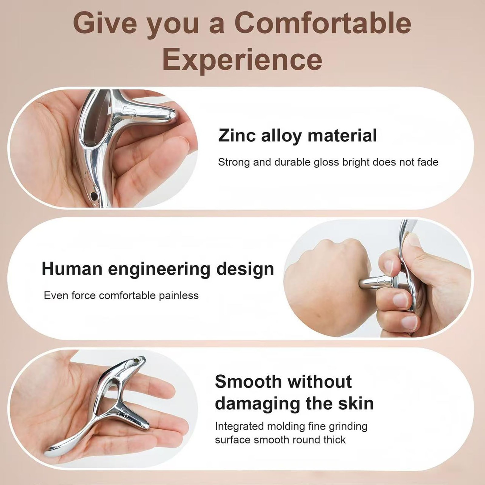 Ergonomic Deep Tissue Massage Tool, Metal Trigger Point Gua Sha Scraper for F…
