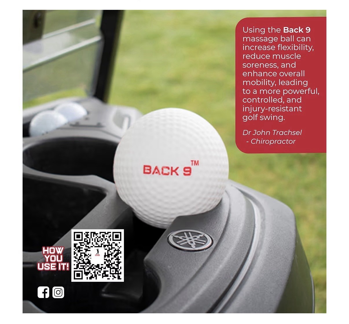 BACK 9 Golfers Massage Ball Deep Tissue Trigger Point Handheld Back Relief