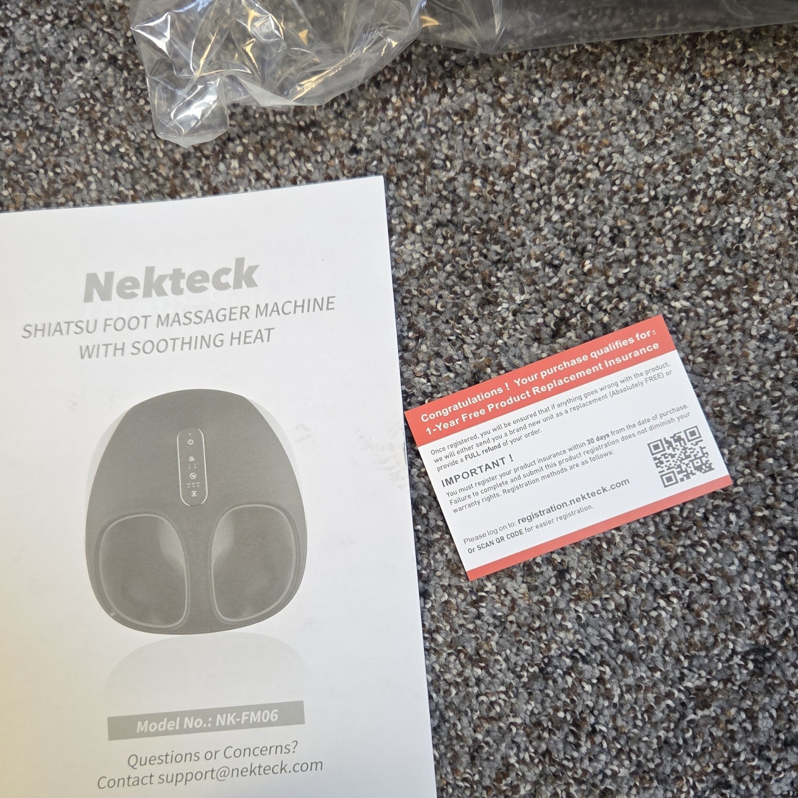Nekteck Shiatsu Foot Massager Gray Heated Multispeed Auto Shut-Off NK-FM06