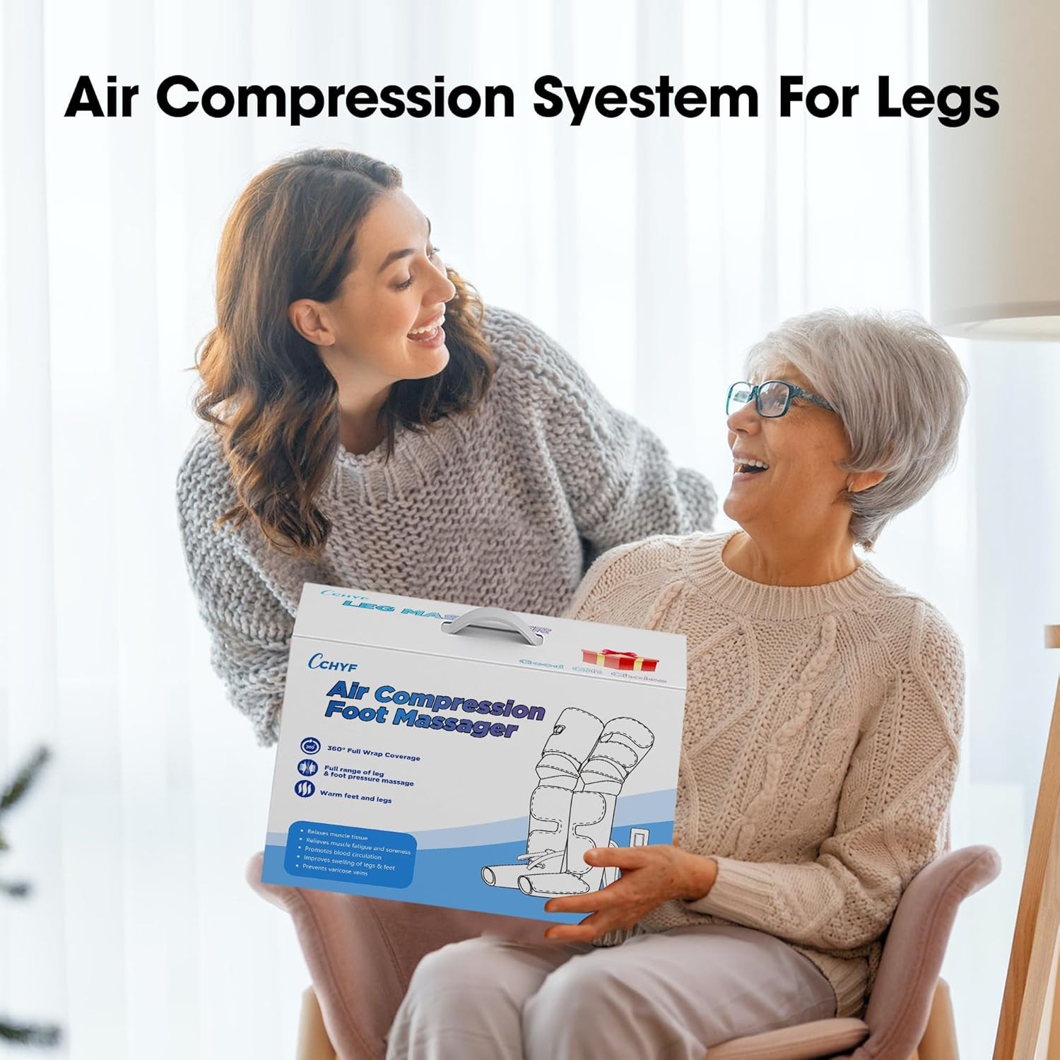3-in-1 Leg Compression Massager With Heat for Circulation -3 Modes 3 Intensities