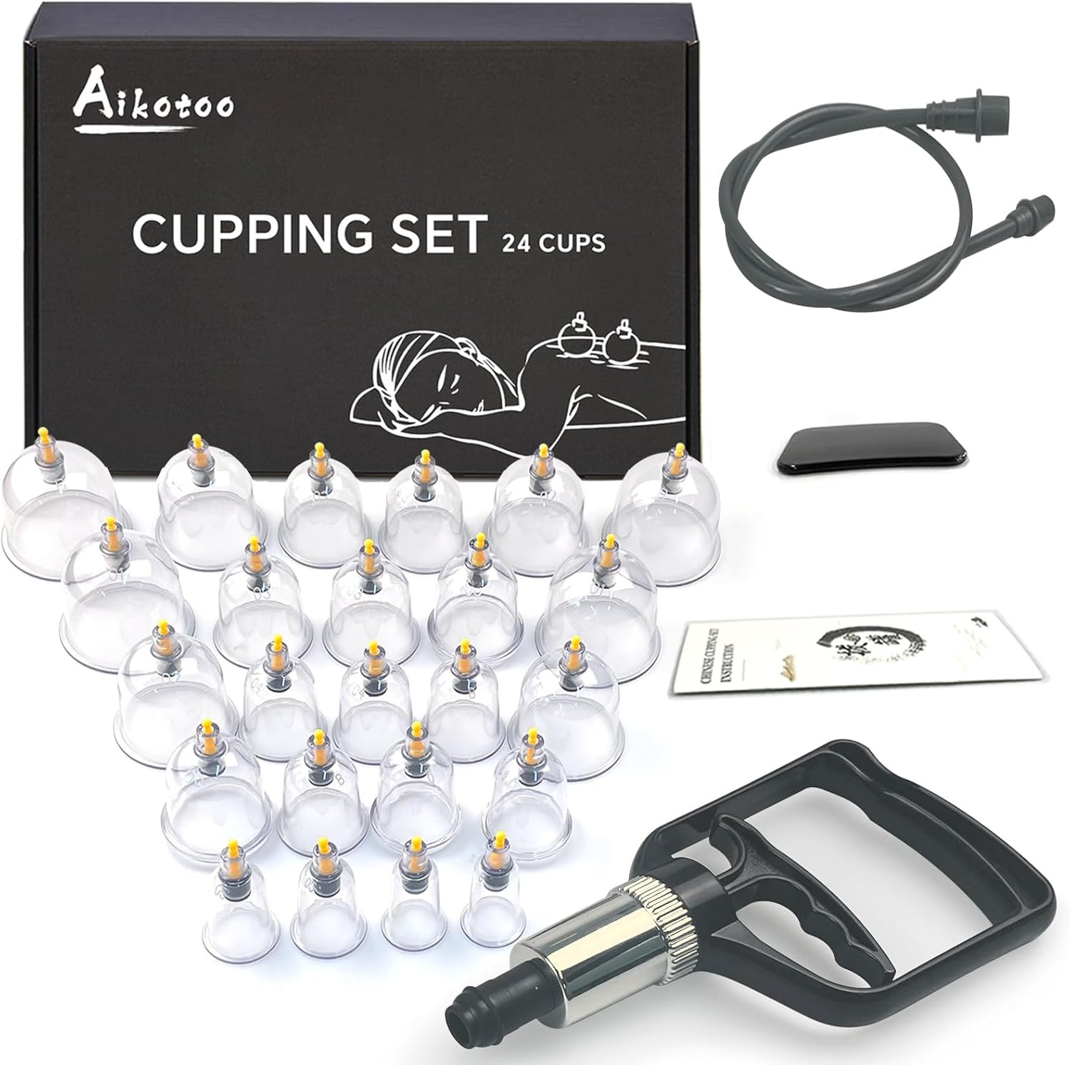 Cupping Kit for Massage Therapy Set with Pump 24 Massage Cups for Cellulite Redu
