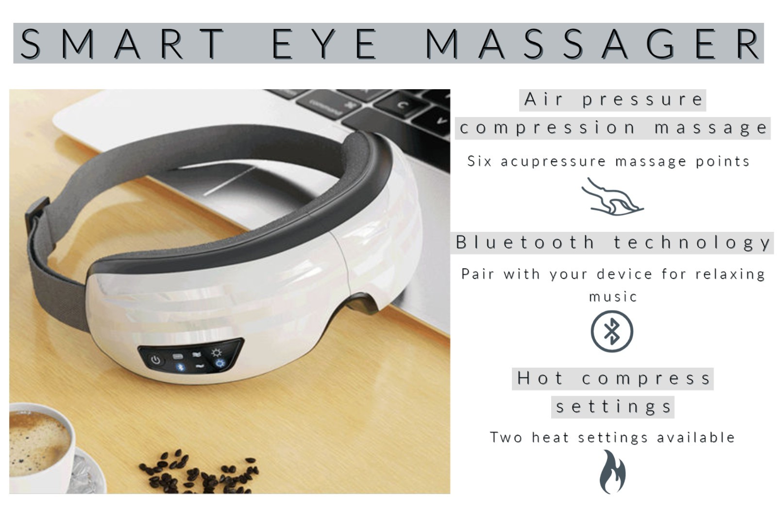 Smart Electric Eye Massager Facial Massager with Compression and Heat Bluetooth