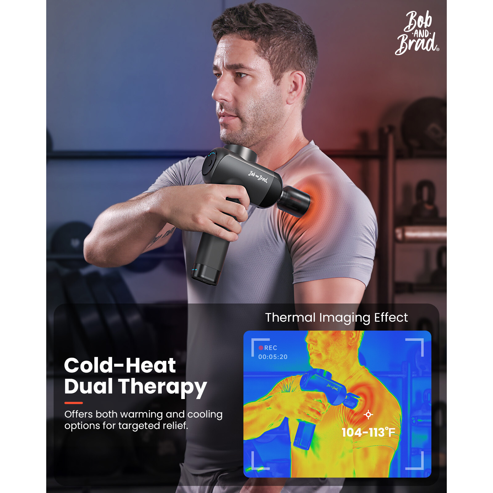 Massage Gun With Metal Head & Heat-Cold Therapy Percussion Deep Tissue w/6 Head
