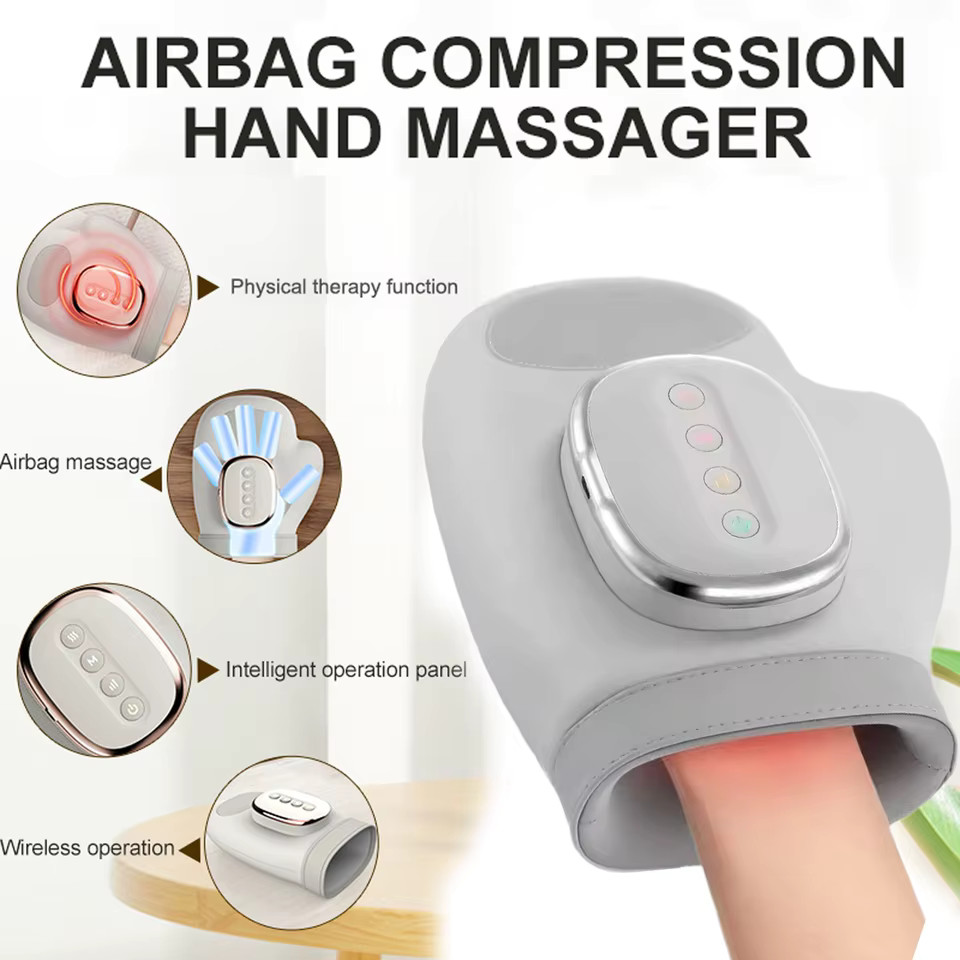 Airbag Hand Massager, compression palm, wrist, and finger massage machine, vi…