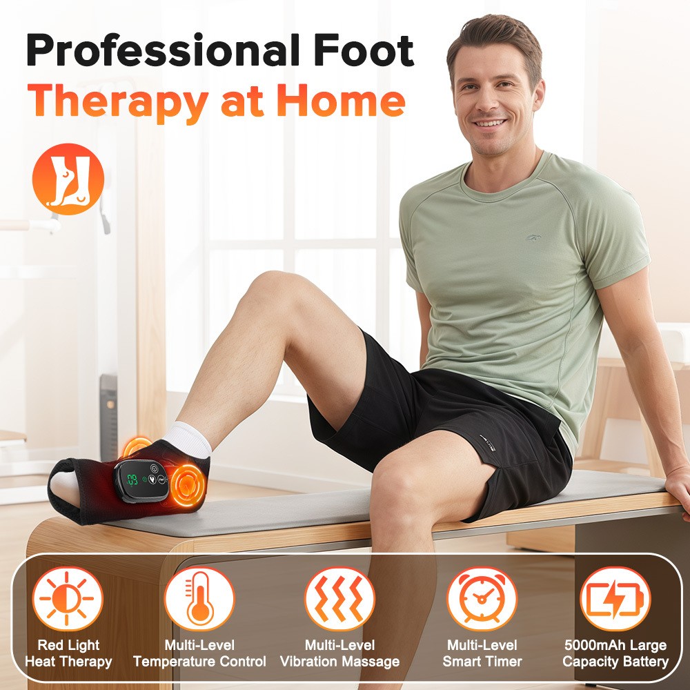 Red Light Therapy Ankle Massager for Neuropathy Pain Relief 5 Vibration Modes