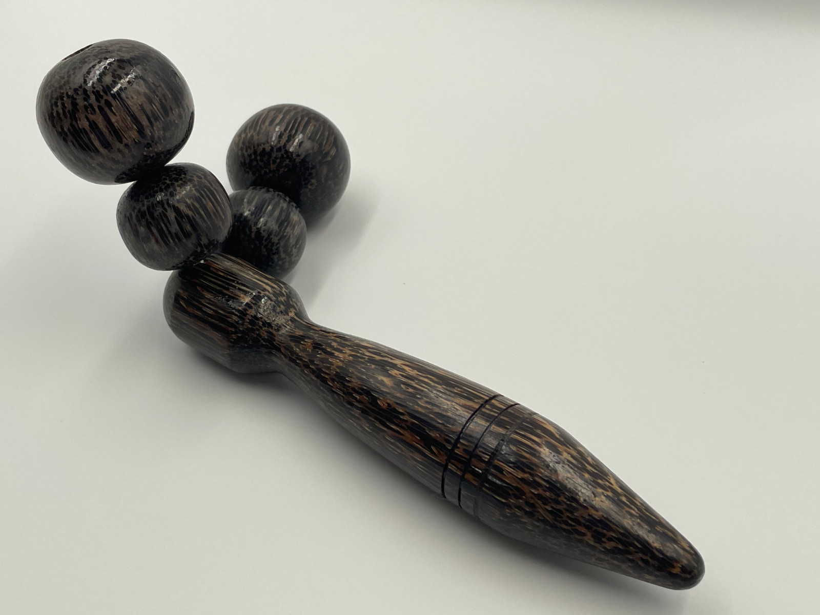 Thai Wooden Massager 4 Roller Balls Sugar Palm Shoulders Arms Legs Pain Therapy