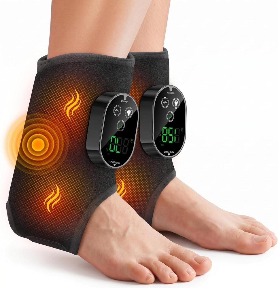 2PCS Cordless Foot Ankle Massager Pain Relief 6 Heat Levels, 3 Vibration Modes