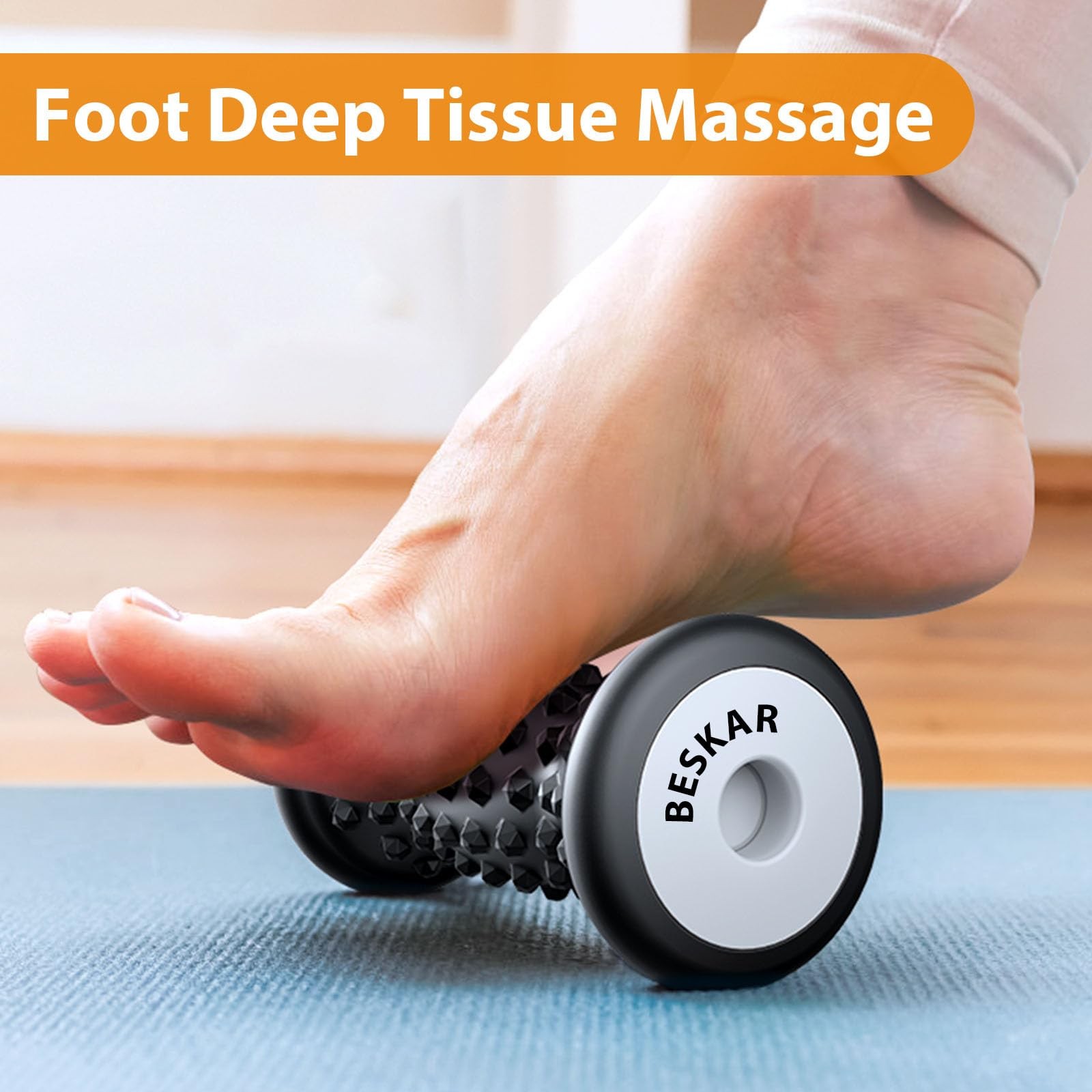 BESKAR Foot Massage Roller for Plantar Fasciitis Relief, Portable Reflexology…