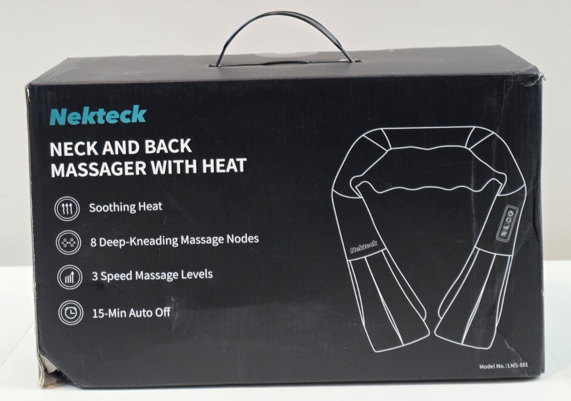 Nekteck Shiatsu Deep Kneading Neck & Back Massager With Heat #LMS-801