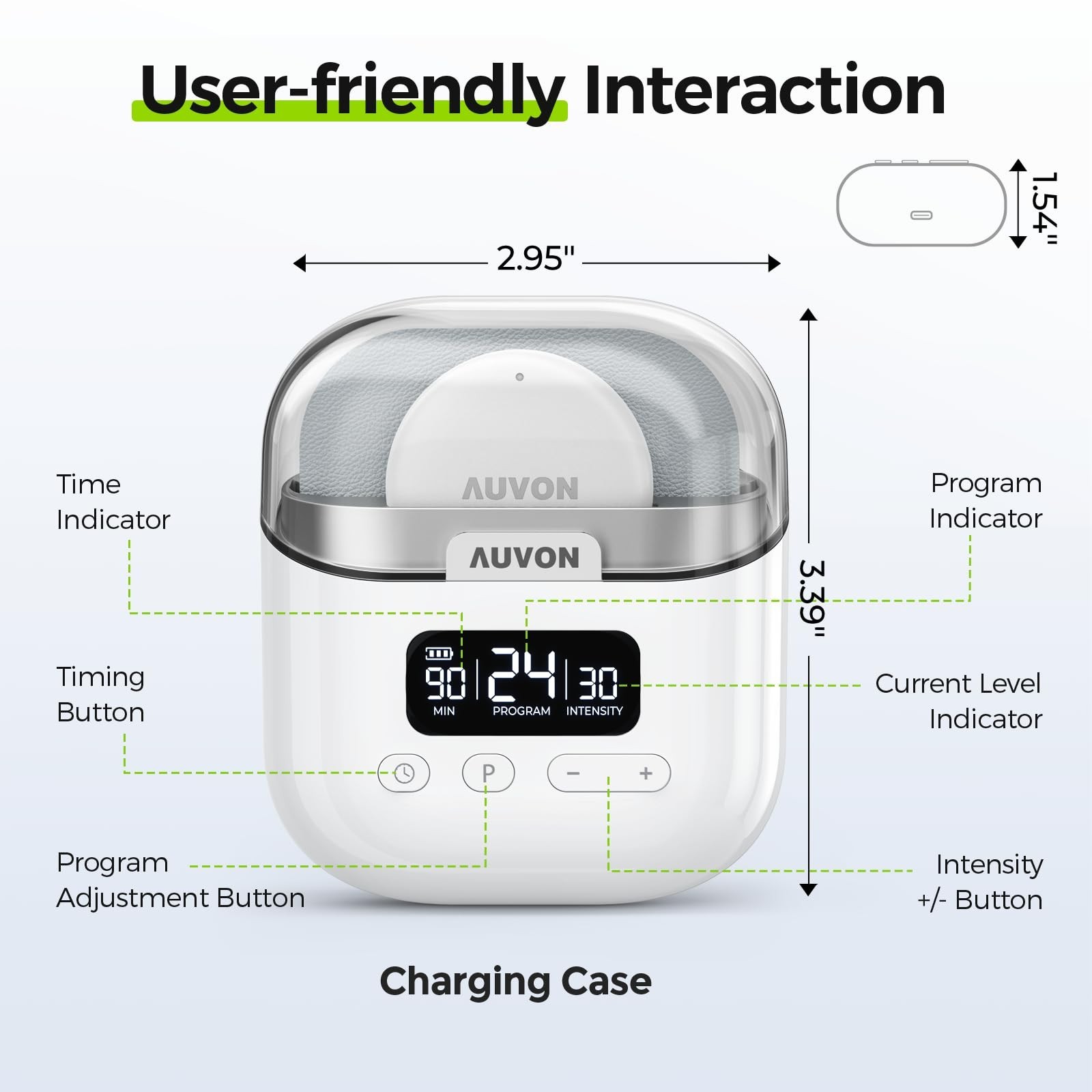 Wireless TENS Unit Muscle Stimulator – 24 Modes, Rechargeable, Dual Size Pads fo