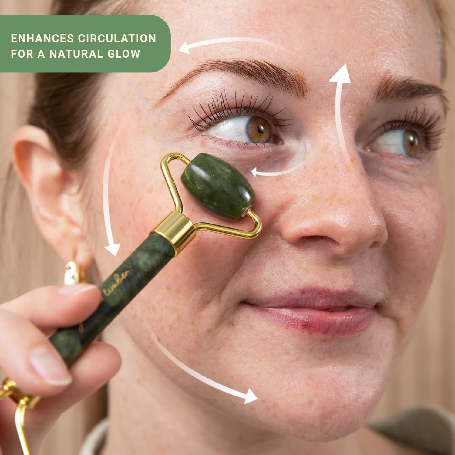 Jade Roller & Green Sandalwood Gua Sha Set – Facial Massage Tools for Lymphatic