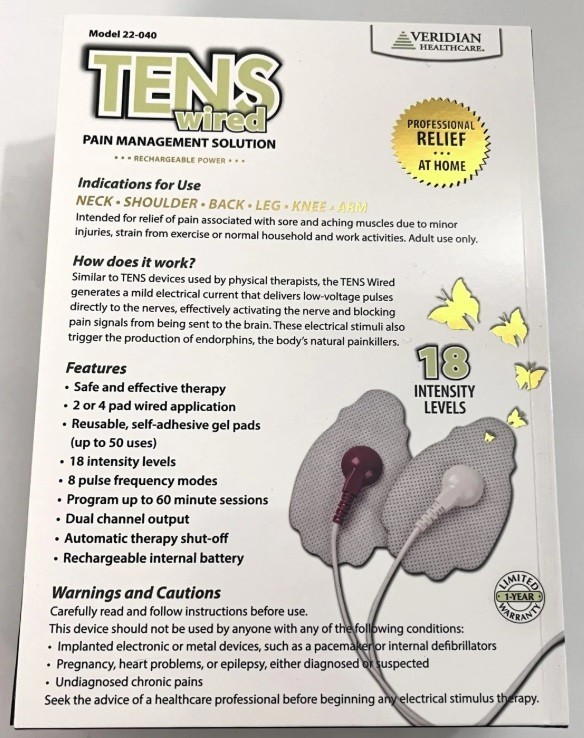 Veridian TENS wired Pain Management Solution