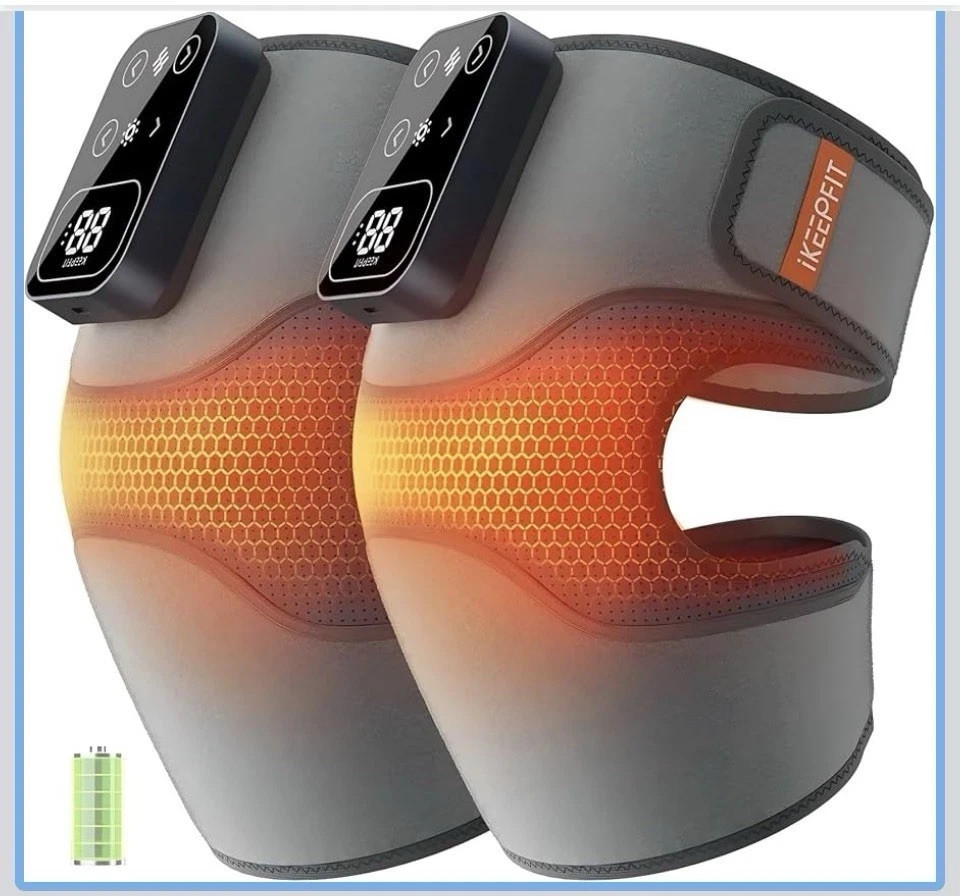 IKEEPFIT Cordless Knee Massager with Heat Vibration for Pain Relief, MAXwarm NEW