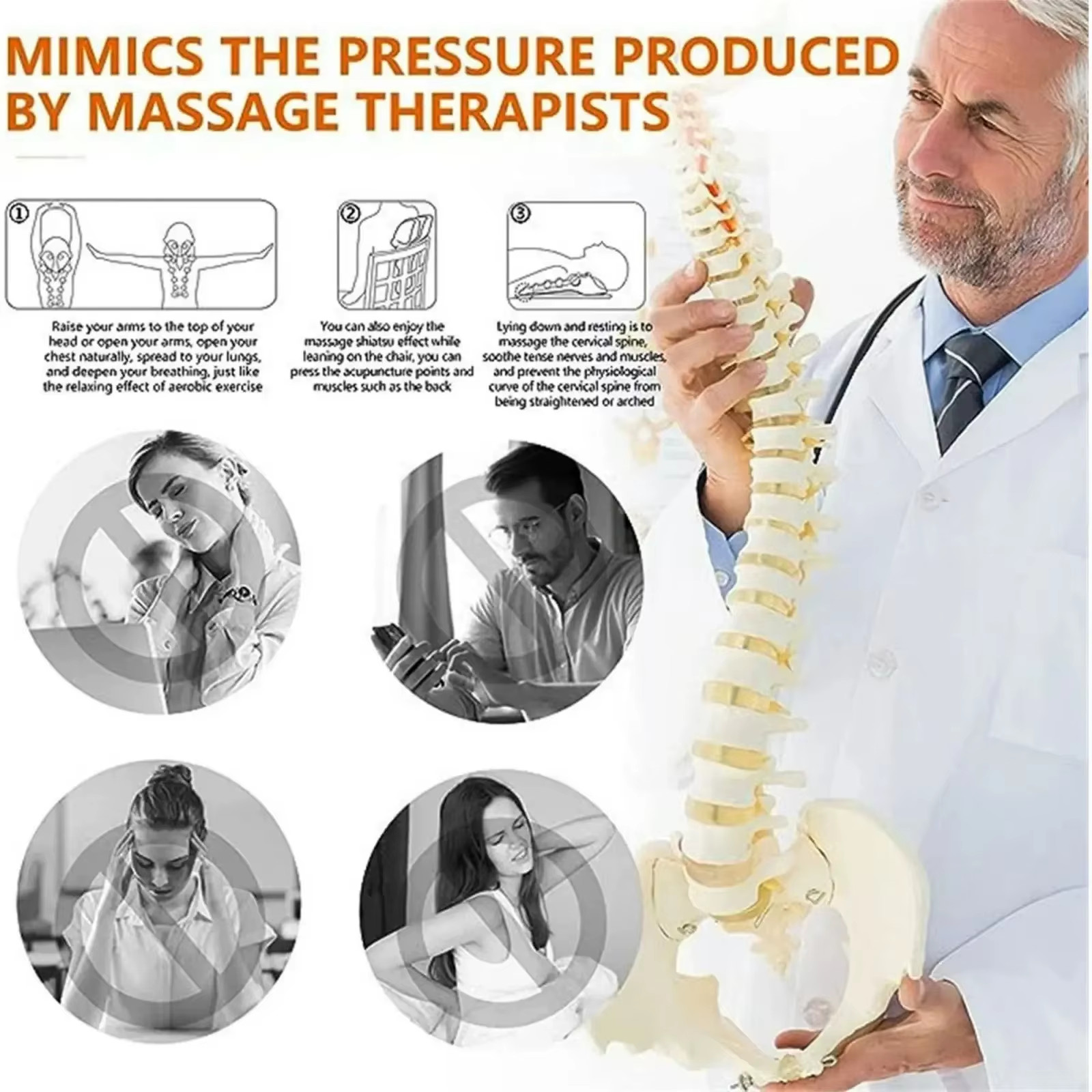 Cervical Traction Device Neck Stretcher Massager for Neck Shoulder Stretcher,Tri