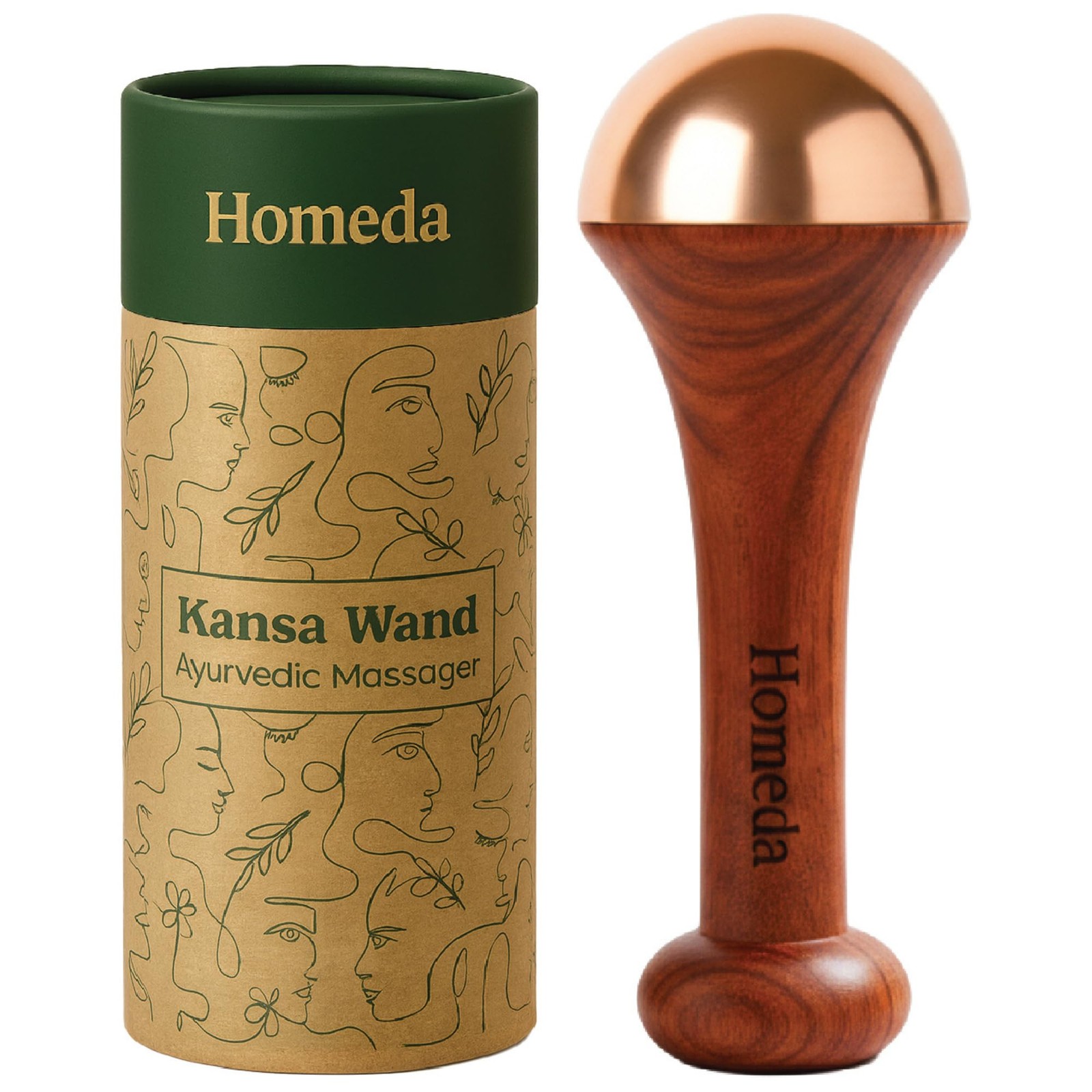 Homeda Kansa Wand Ayurveda Foot Massager – Indian Skincare Tool 13 cm, Brown