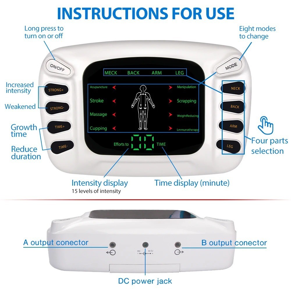 Electric Pulse Massager TENS Unit Muscle Stimulator Therapy Pain Relief