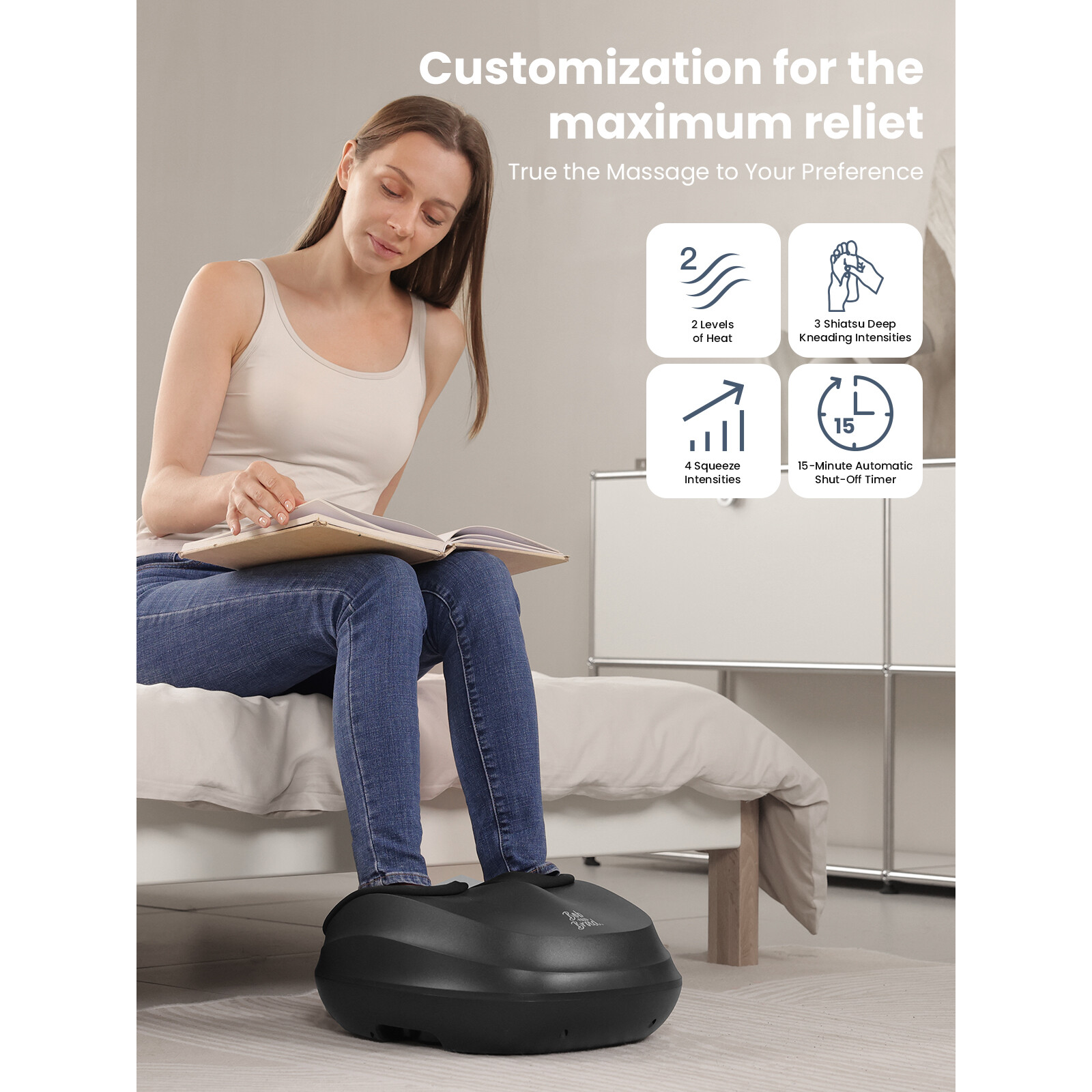 Shiatsu Foot Massager Machine Soothing Heat Compression Foot Wellness Massager