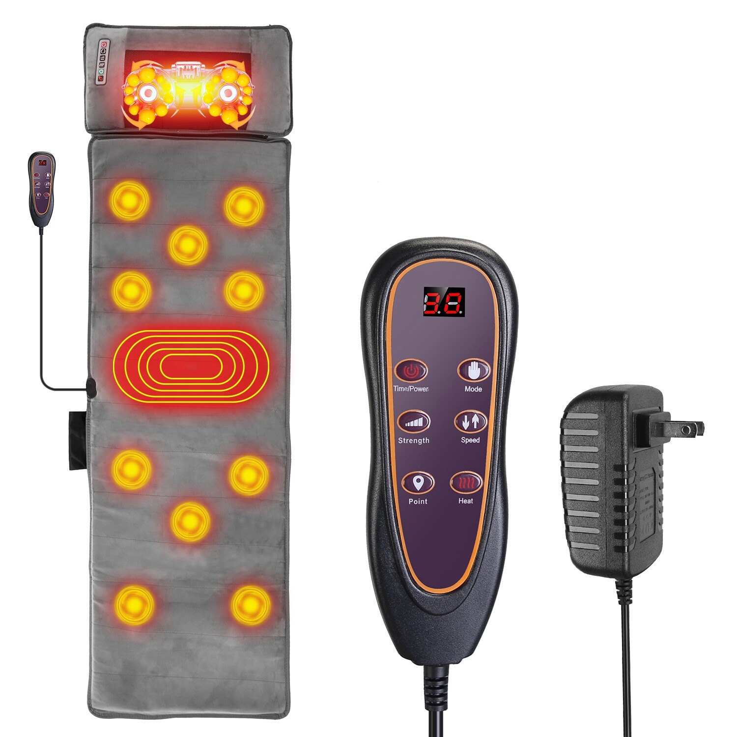 Full Body Electric Massage Mat with Heat Vibration Massage Cushion Back Mattress