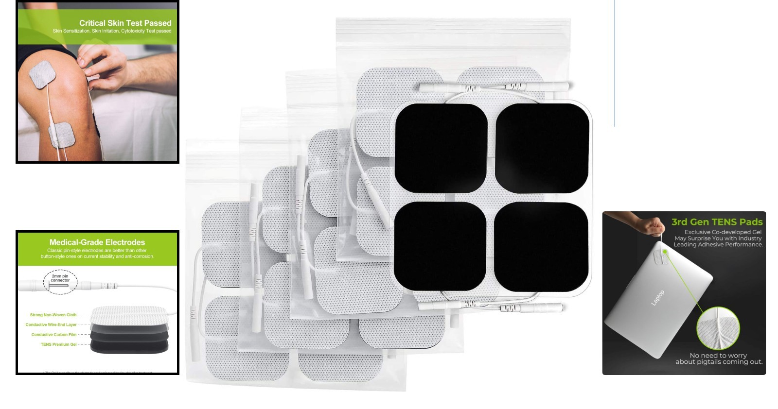 Skin-Friendly TENS Pads – 20 Reusable Electrode Patches for Relief