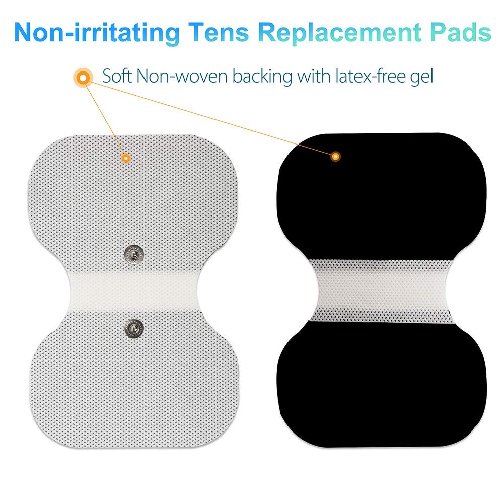 TENS Unit Pads 4.3â€ X 6â€, 4Pcs Snap Electrode Pads Large, Butterfly Shape…