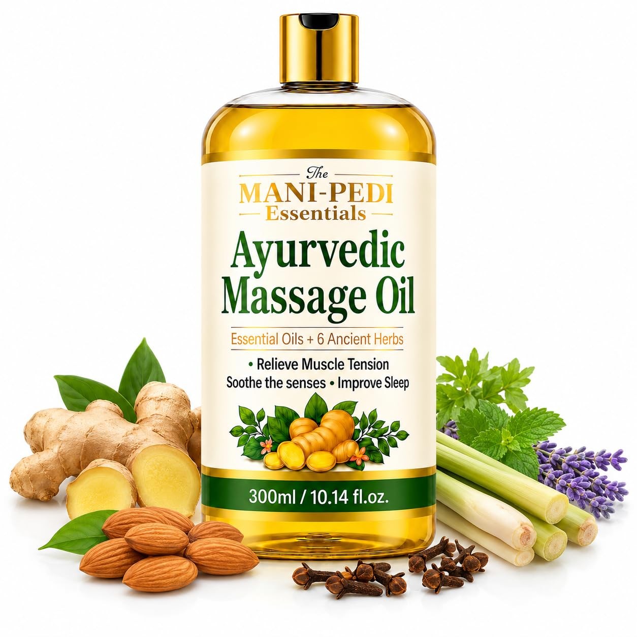 Ayurvedic Oil, Massage Oil with 6 Ancient Herbs with Clove, Almond, Lemongras…