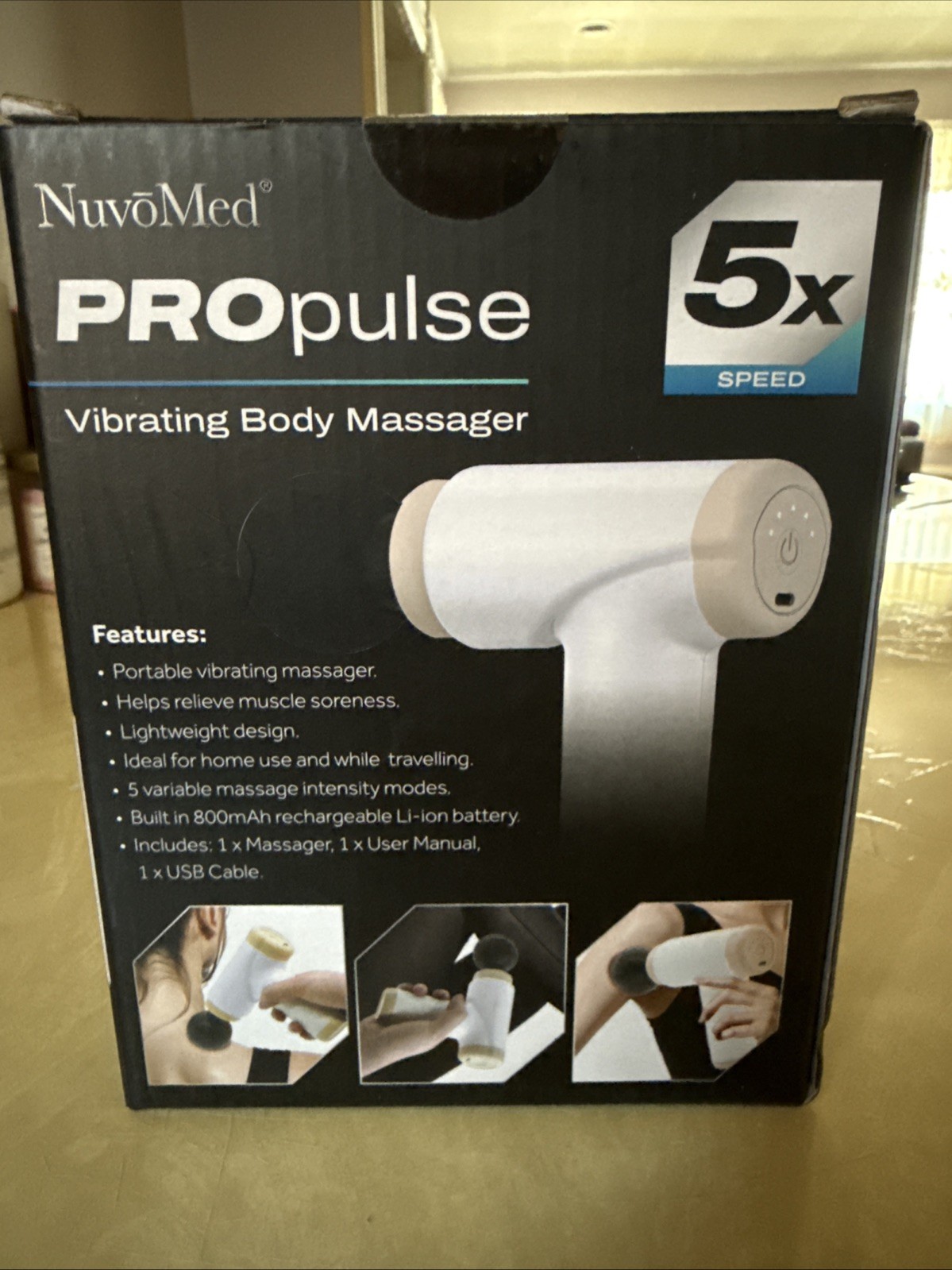 NuvoMed PROpulse Vibrating Body Massager 5 Speed Muscle Gun Rechargeable Battery